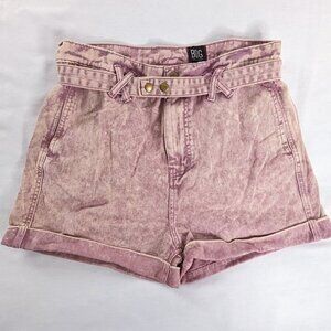 BDG Urban Outfitters Pink Acid Wash Paper Bag High Rise Cuffed Mom Shorts